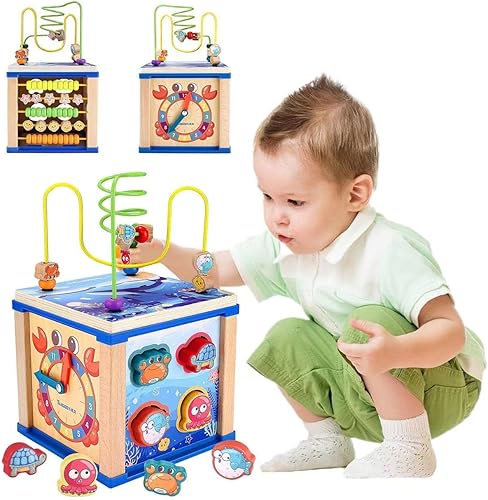 Miniatura 1 de QBDIANGEN Centro de actividades para niños mayores de 3 años 5 en 1 juguete para niños de regalo laberinto con cuentas para niños Clasificador de