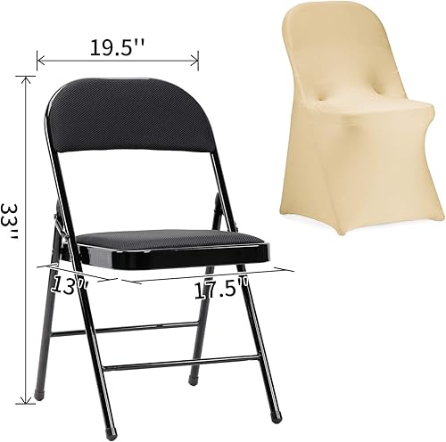 Vista 24 de Funda de silla Peomeise plegable, de elastano para banquete de boda, comedor, evento. Blanco