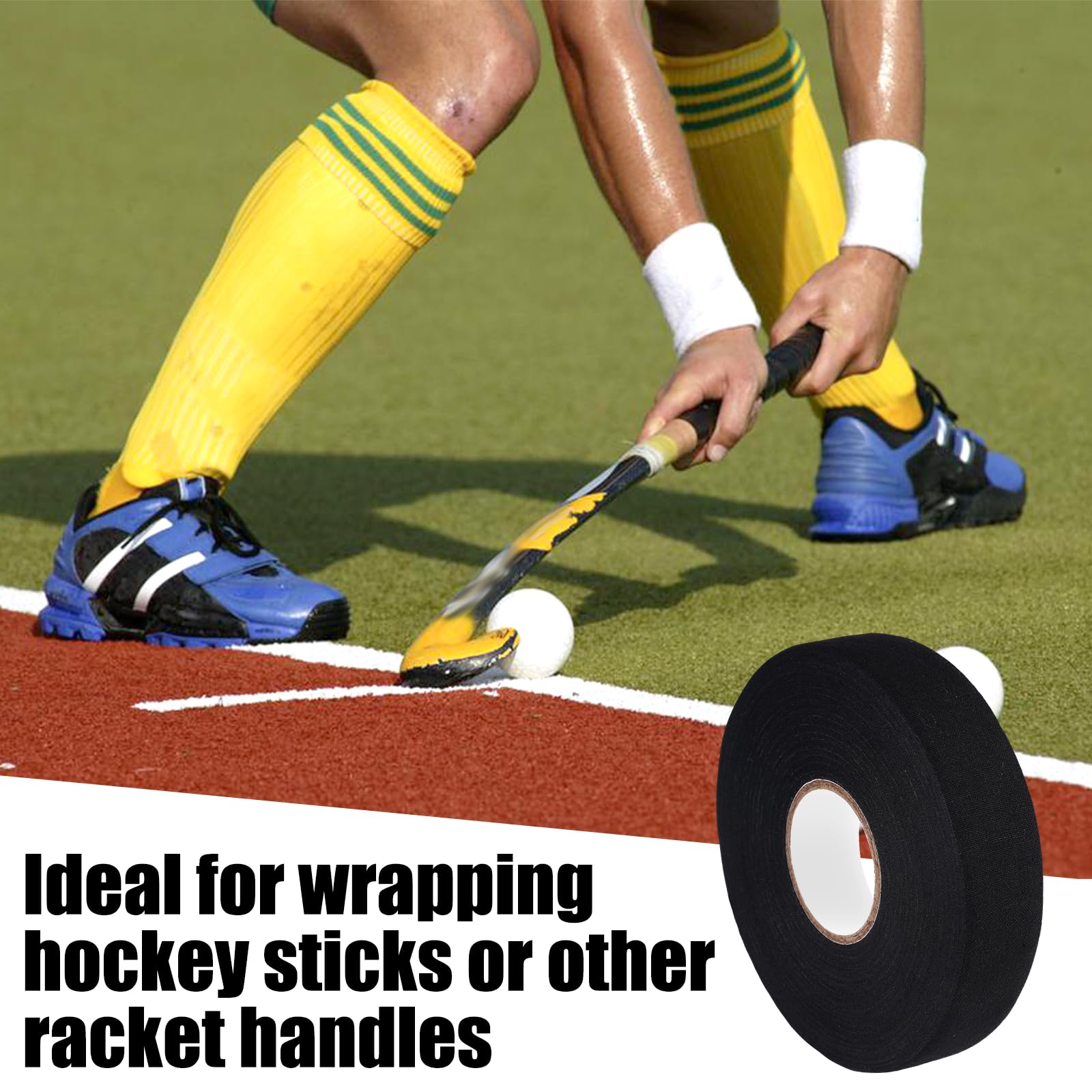 2 Rouleaux Ruban de Bâton de Hockey, 25m x 25mm Ruban de Hockey Adhésif, Antidérapant, pour Tennis, Badminton, Golf, Squash, Canne à Pêche, pour Équipement de Fitness, Musculation et Calisthenics