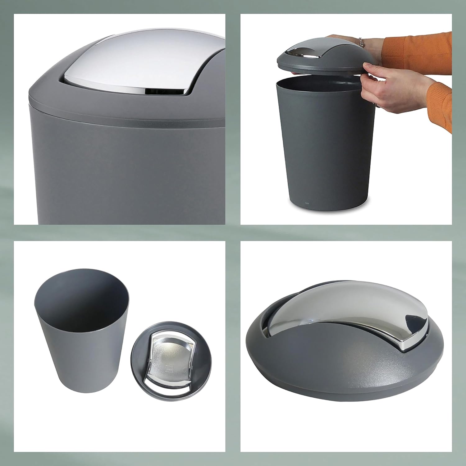 Kela Trash Can with Lid Marta Collection, Grey