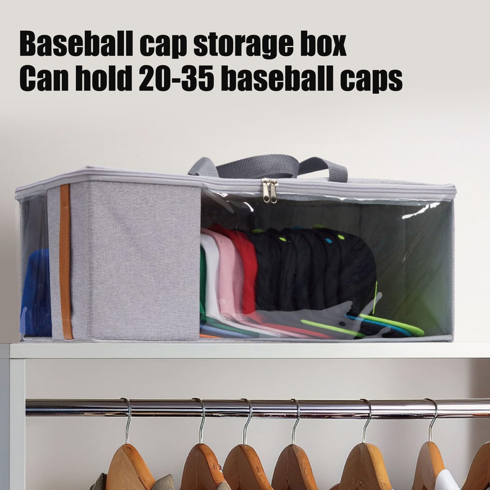 Baseball Hat Storage Bag | 20.47x8.66x8.27 inches Baseball Hat Storage Case for Travel | Large Capacity Organization Solution Dust-Proof for Closet, Wardrobe, Dormitory, Hotel
