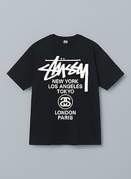 【大人気モデル】ステューシー Tシャツ 半袖 ワールドツアー 両面 ブラック 黒 ワールドツアーSTUSSYステューシー tシャツブラックブラック両面