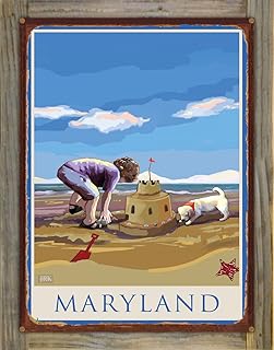Maryland Sand Castle Rustic Metal Print on Reclaimed Barn Wood from Alla Prima Painting by Artist Joanne Kollman 17" x 23"