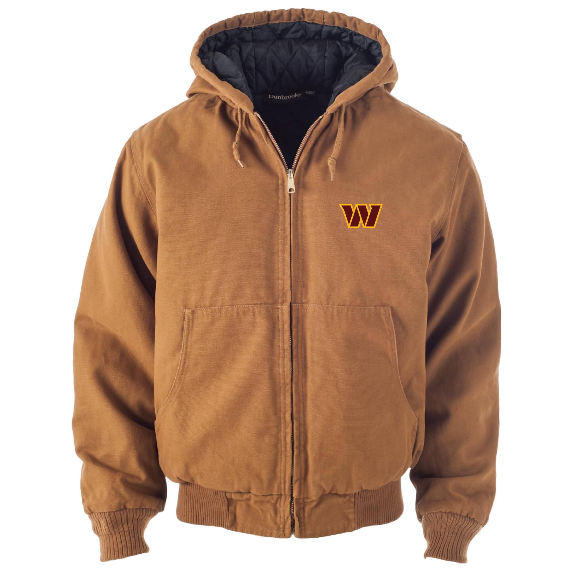 Dunbrooke NFL Washington Commanders Dakota Canvas Quilt Lined Hooded Jacket, Coffee, 2XL