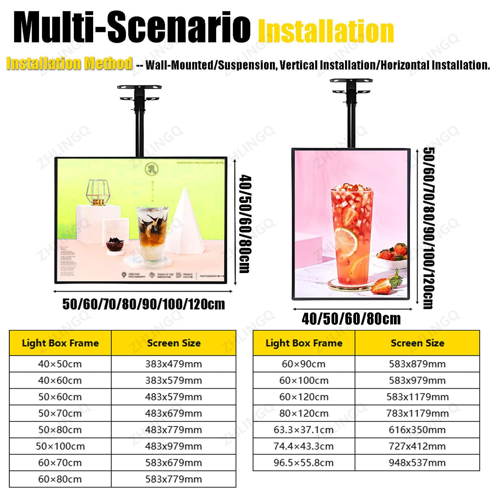 Scatola luminosa a LED con cornice sottile a scatto, lavagna per menu retroilluminata per ristorante, caffetteria, negozi, cartellone per le affissioni da parete