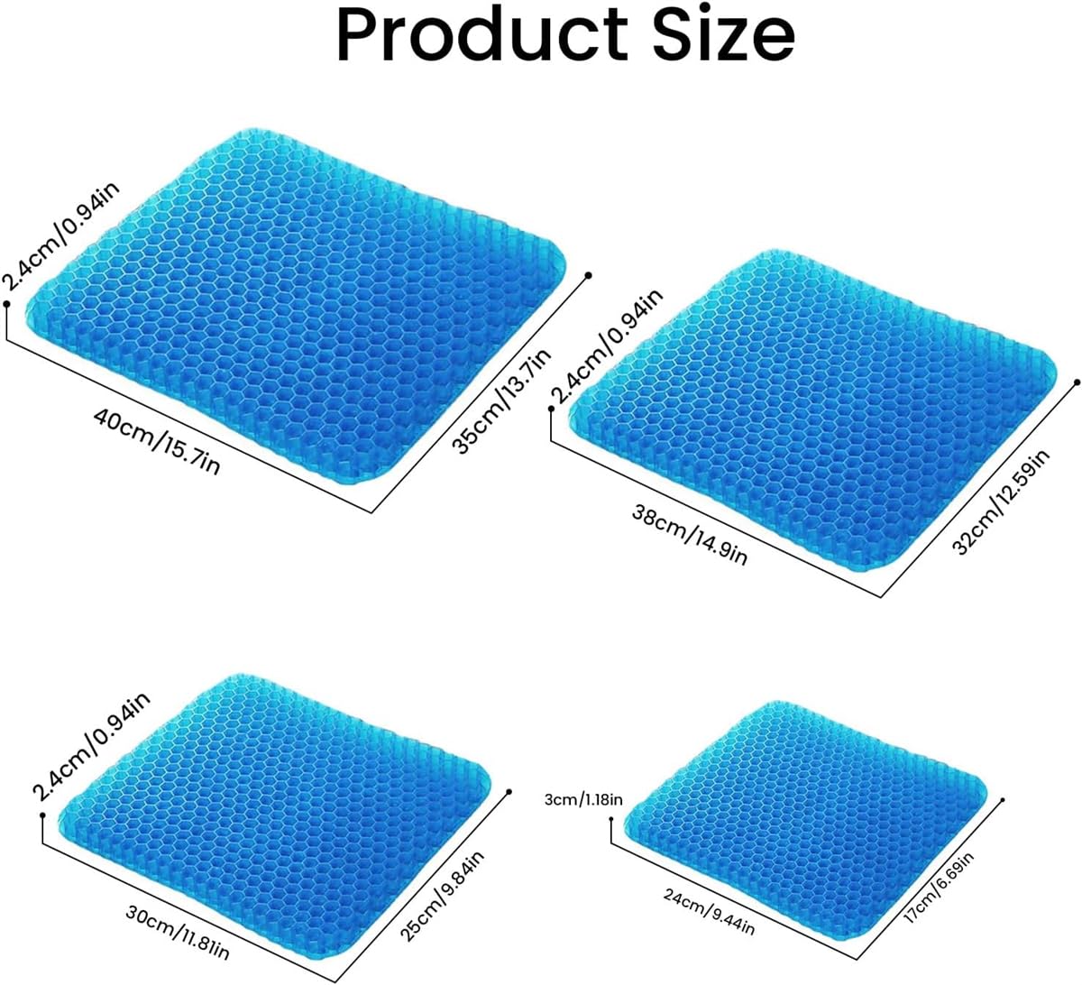 Cojín ortopédico de gel para asiento de nido de abeja – Cojín ergonómico grande y suave con funda para silla de oficina y silla de ruedas – 15.75 x 13.78 pulgadas