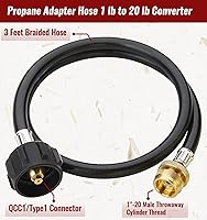 Vista 4 de Manguera adaptadora de propano de 3 pies, adaptador de 1 libra a 20 libras que convierte electrodomésticos de 1 libra en tanques de 5 a 40 libras