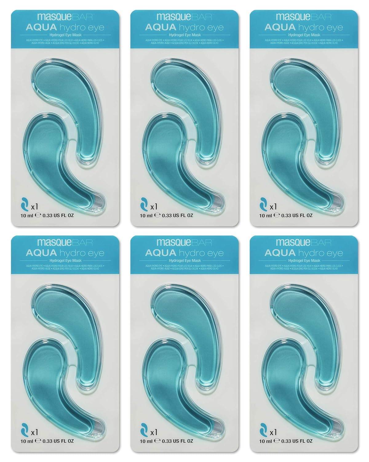 masque BAR AQUA HYDRO GEL Eye Blue Patch, Hydrating Under Eye Patches for Dark Circles & Puffiness, Cooling Gel Formula,(Pack of 6)