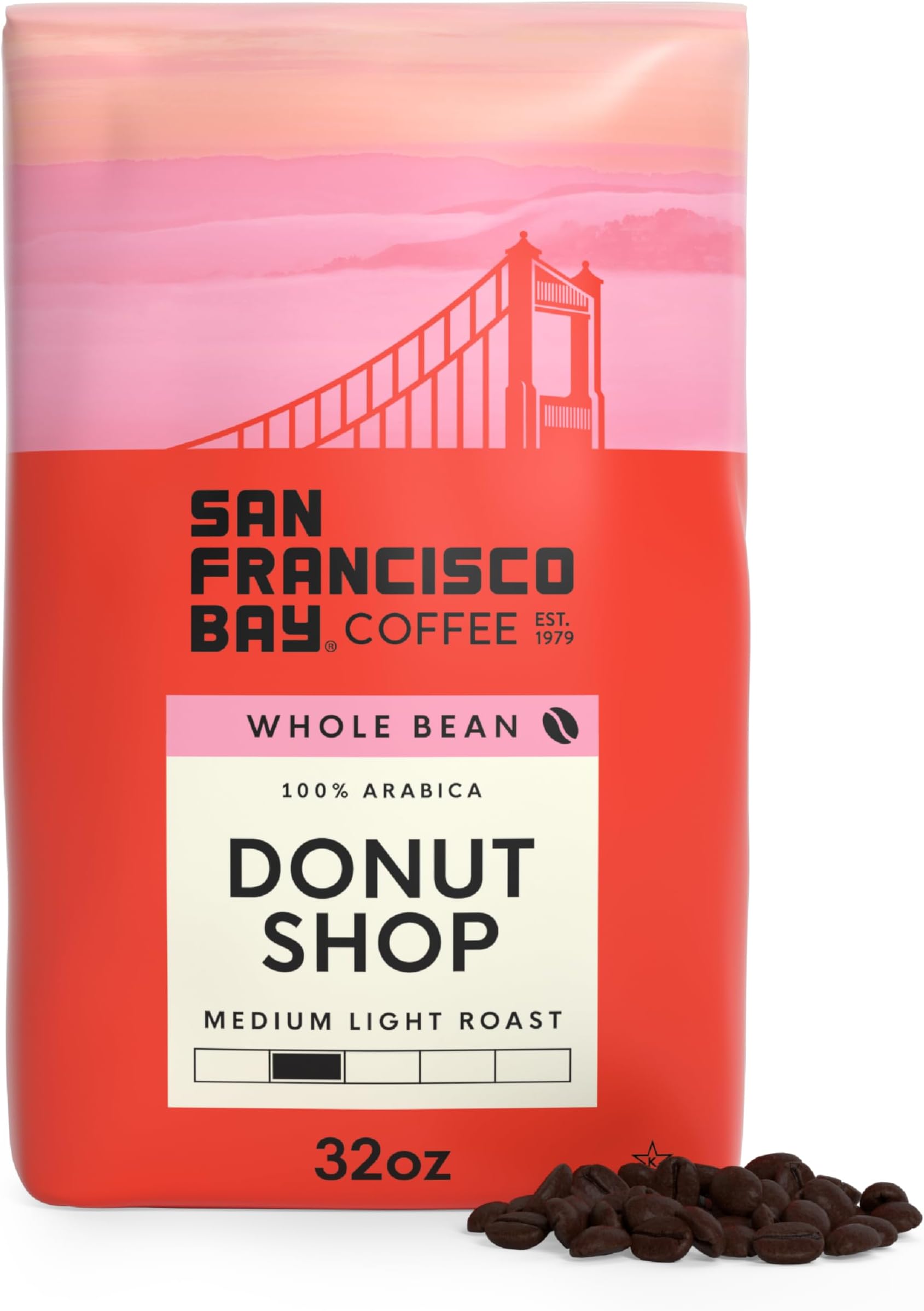 San Francisco Bay Whole Bean Coffee, Donut Shop (32 oz Bag), Medium-Light Roast Coffee Beans