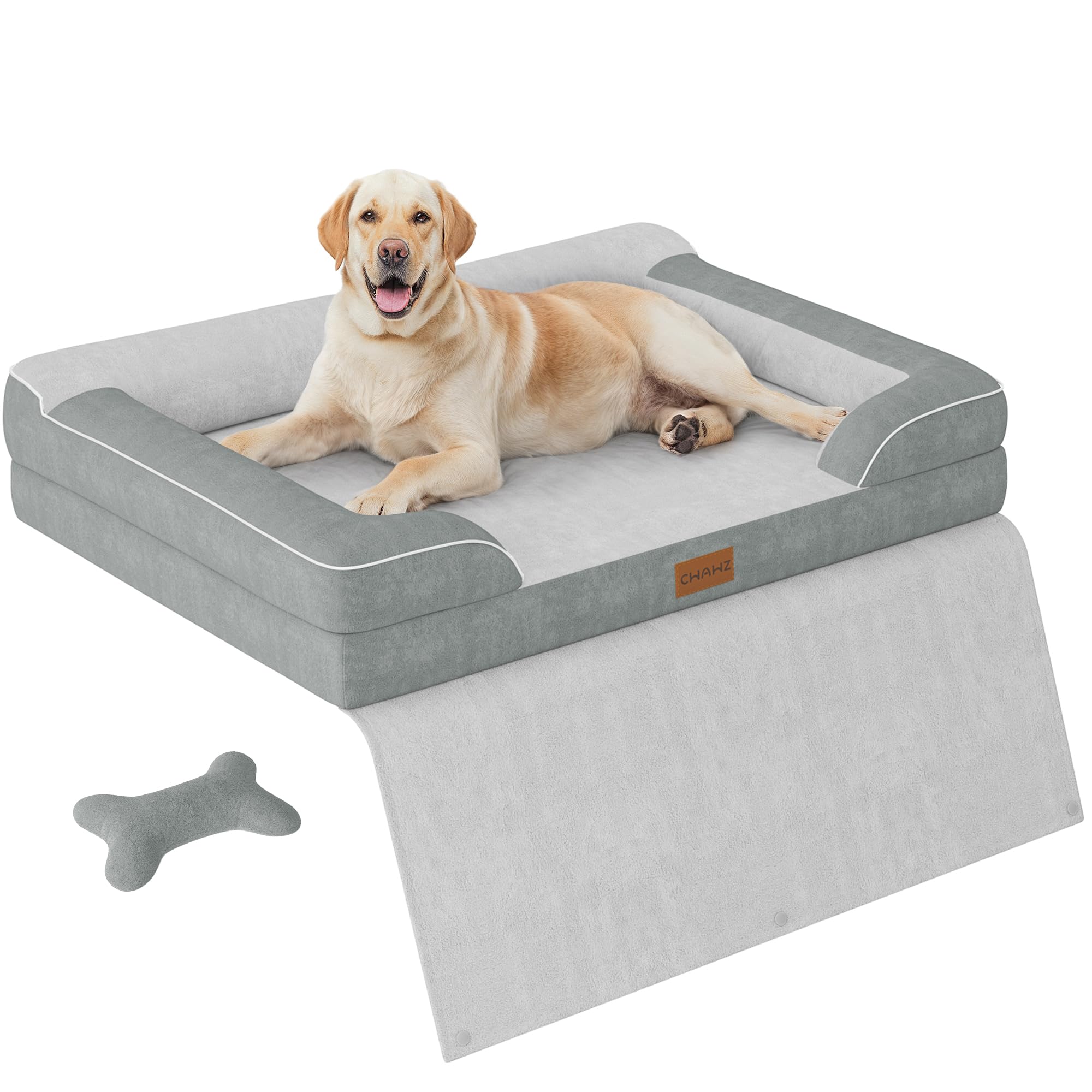 CWAWZ Jumbo Dog Bed for Extra Large Dogs Orthopedic Dog Beds with Cooling Gel Memory Foam Waterproof Pet