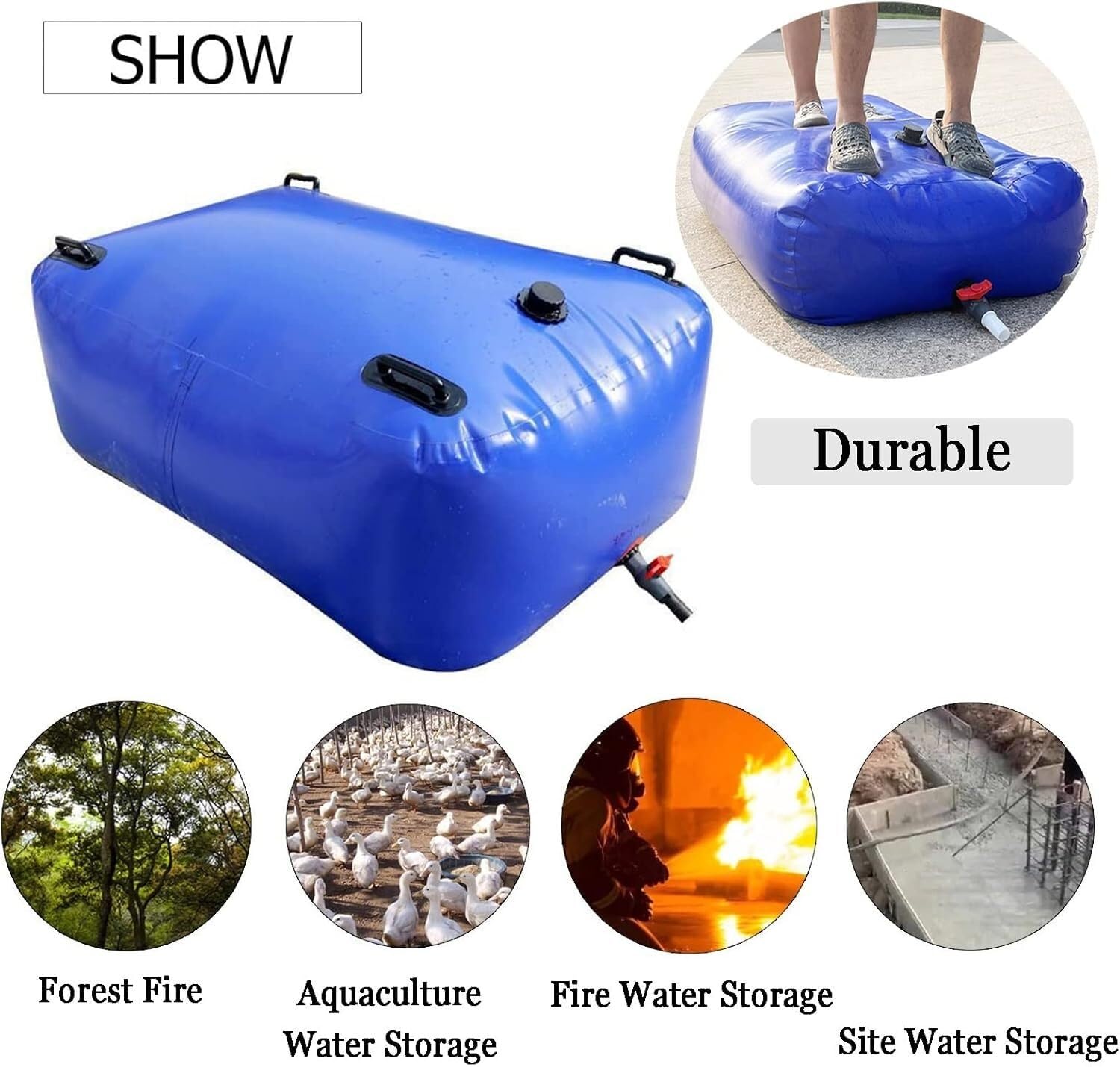 Bolsa/contenedor de Almacenamiento de Agua, Tanque de Agua Plegable para Jardines y Granjas al Aire Libre, 0,8 * 0,43 * 0,34 Metros