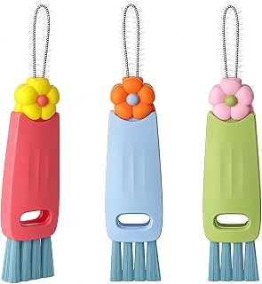 3 in 1 Cup Lid Cleaning Brush Set, Multifunctional Bottle Brush & Baby Bottle Brush, Water Bottle Cleaner, Cup Cleaner Brush for Crevices and Tight Spaces, Rotatable Cup Lid Scrubber