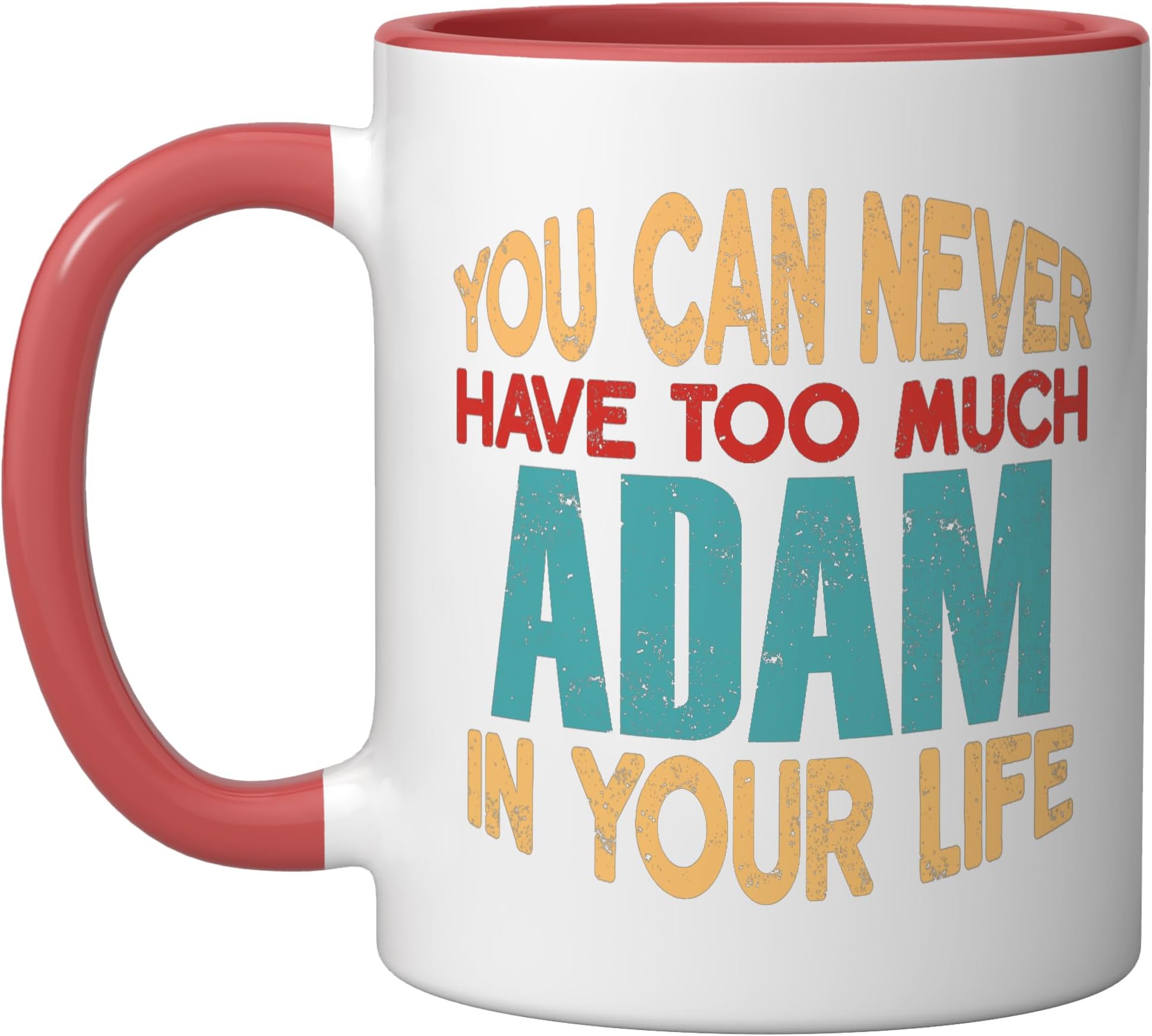 Funny Adam Personalized Tshirt First Name Joke Item Ceramic Mug, Red/White