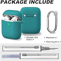 Vista 344 de Funda para AirPods Pro con kit de limpieza, funda de silicona suave para Apple AirPod Pro de 1ª/2ª generación, accesorios de funda AirPods Pro/Pro 2