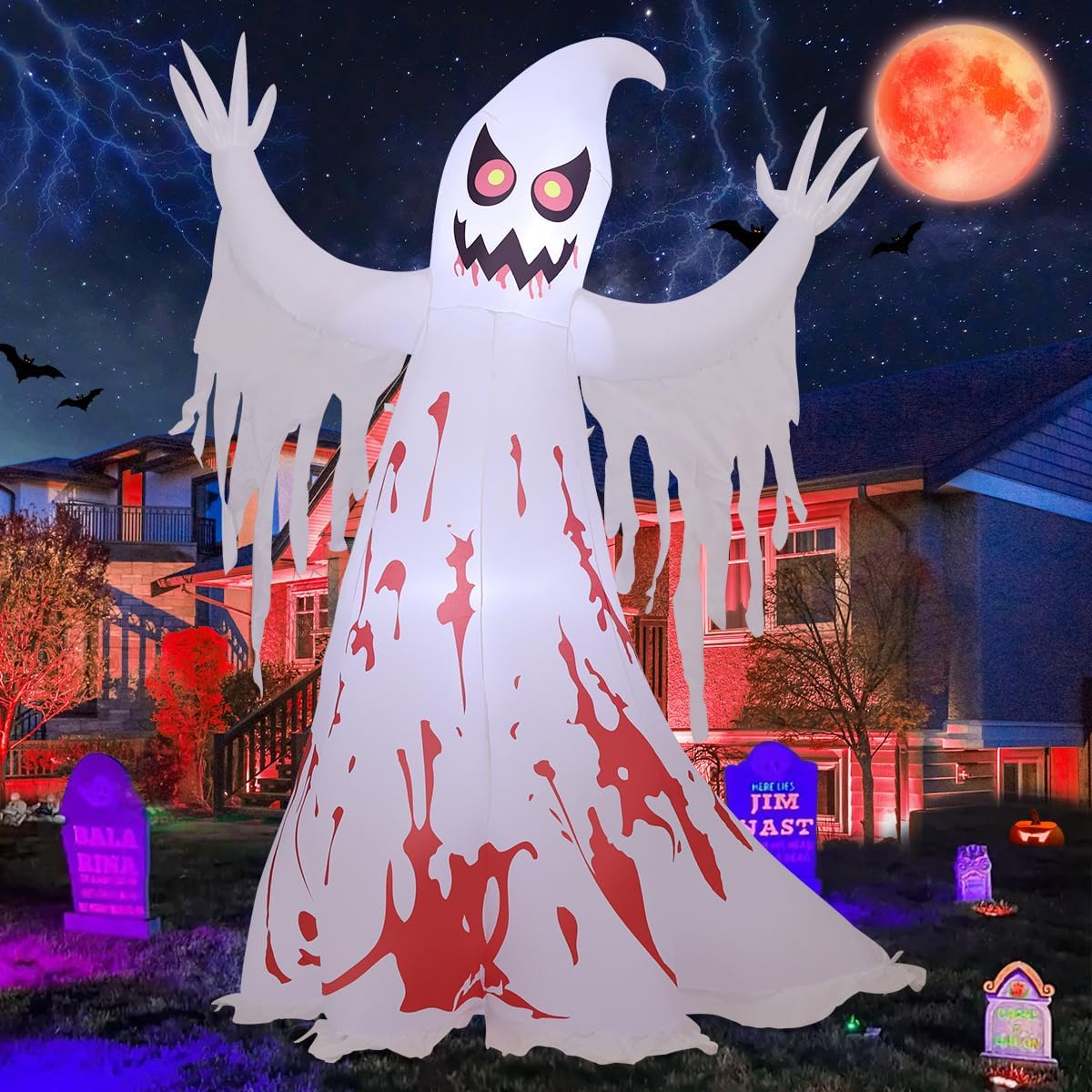 GOOSH 8.2 FT Giant Halloween Inflatable Ghost - Outdoor Blow Up Yard Decoration with Bright LED Lights, Weather-Resistant, Fast Inflation, Great for Party Garden Lawns