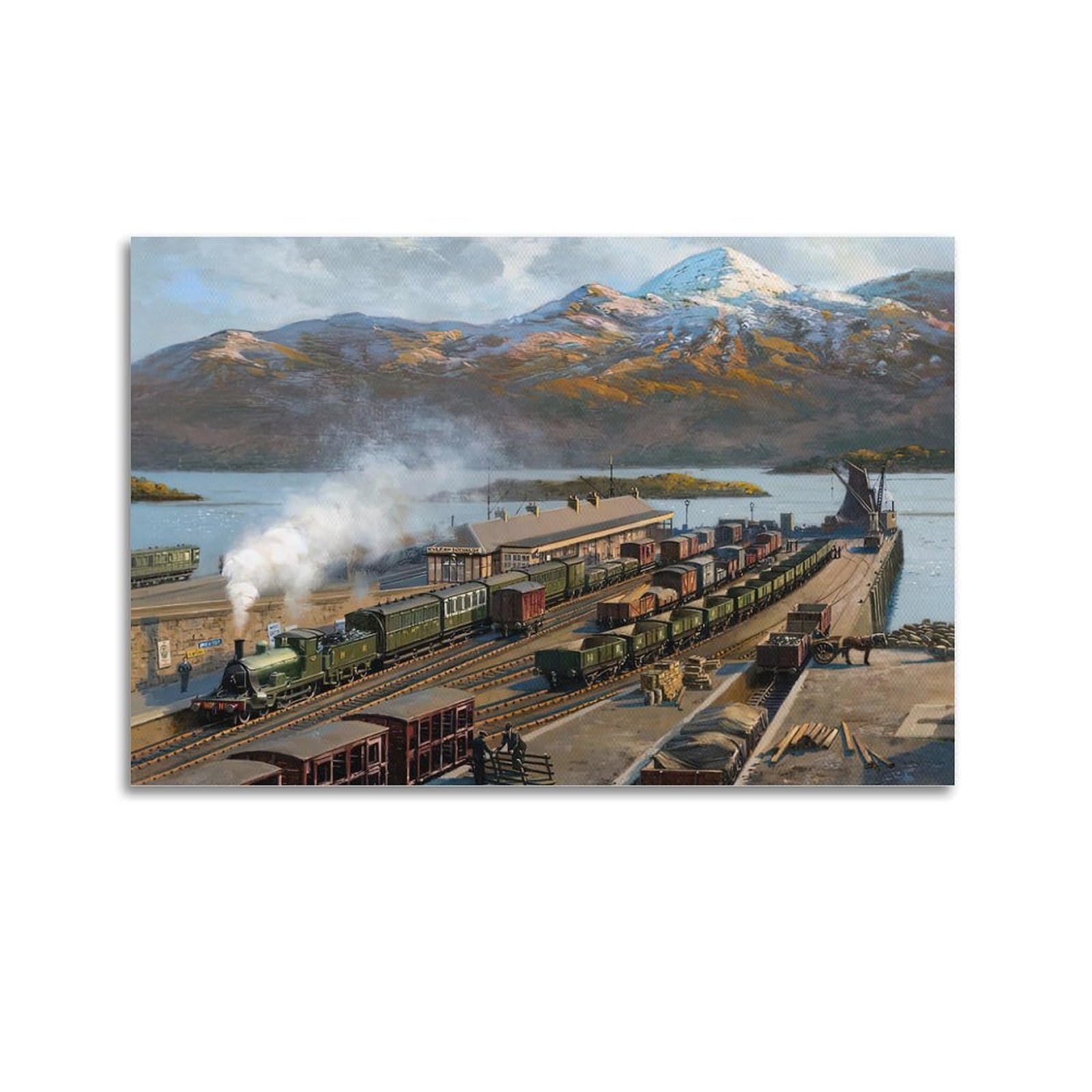 HUIYHB Vintage Steam Train Poster Highland Poster Decorative Painting Canvas Wall Posters And Art Picture Print Modern Family Bedroom Decor Posters 24x36inch(60x90cm)