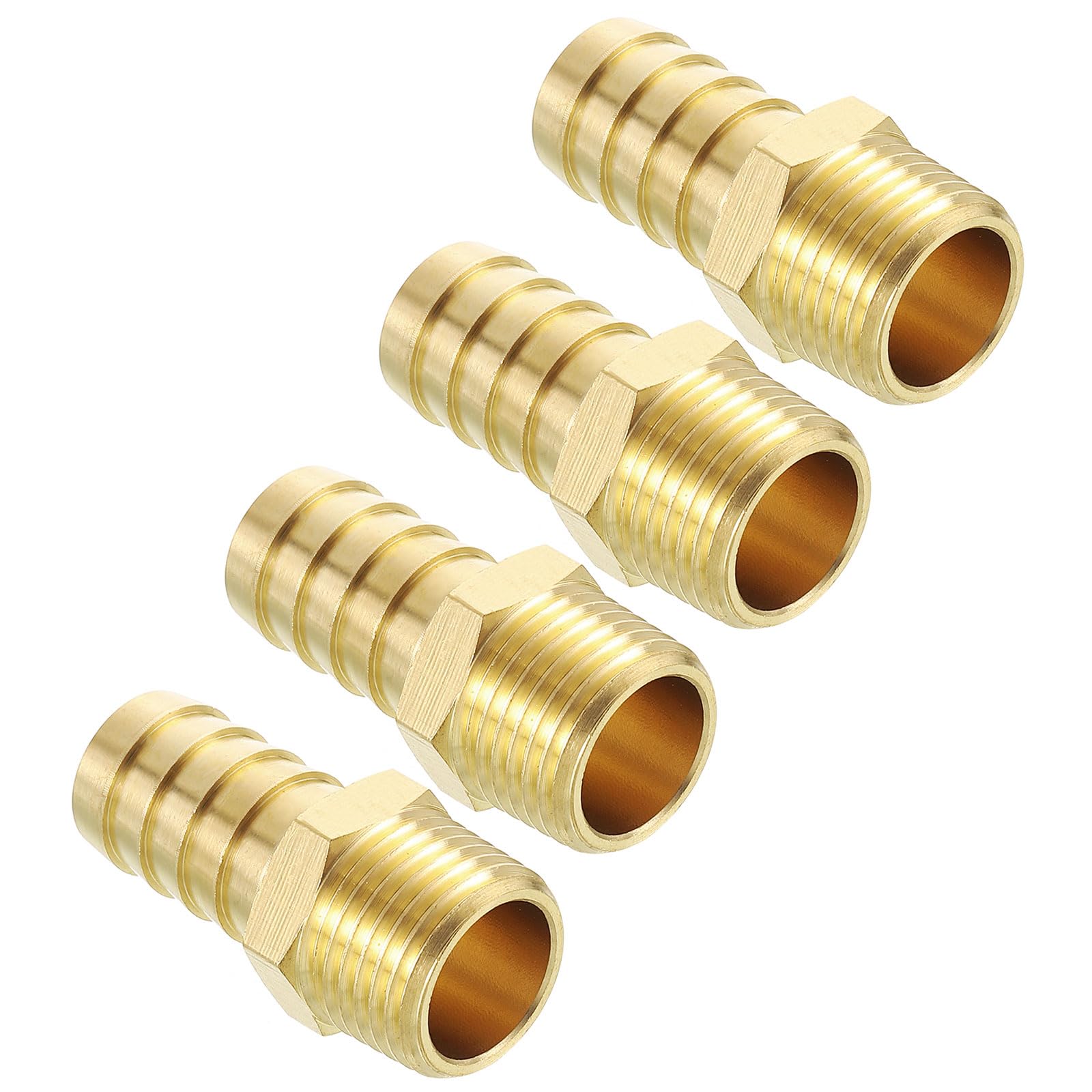 Kozelo Pack of 4 Brass Hose Barb Fittings Adapter Connector 5/8"(16mm) Hose Barb to 1/2"(15mm) NPT Male Fittings for Home Machines, Massage Bathtubs, and Irrigation Systems