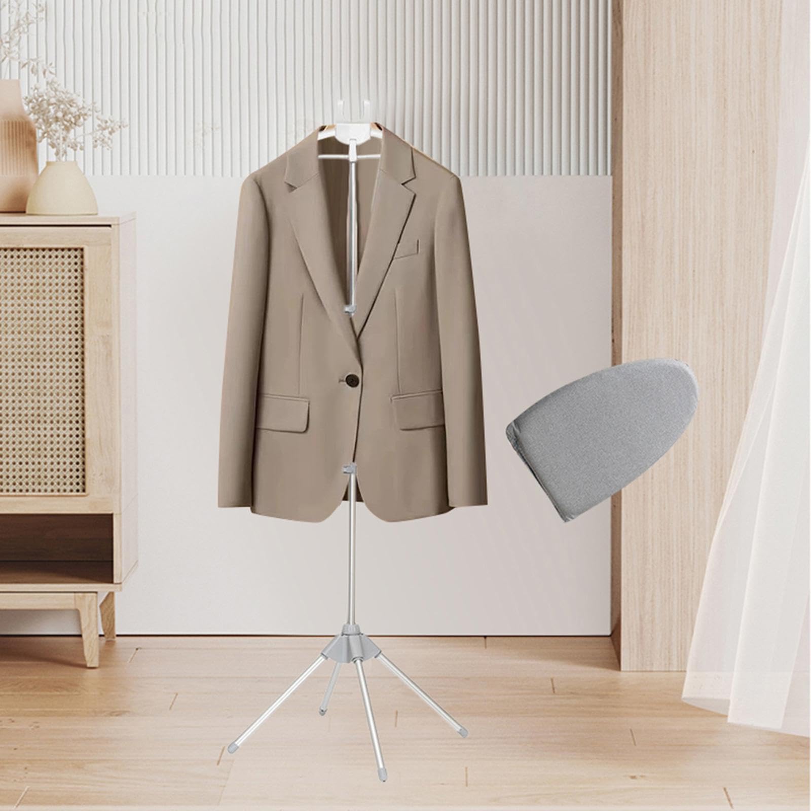 Gralara Percha de Ropa para Planchar a Soporte de Plancha de Poste de Retráctil 84-160 Cm Soporte de Máquina de Planchar Telescópico de Altu, Gris, Individual