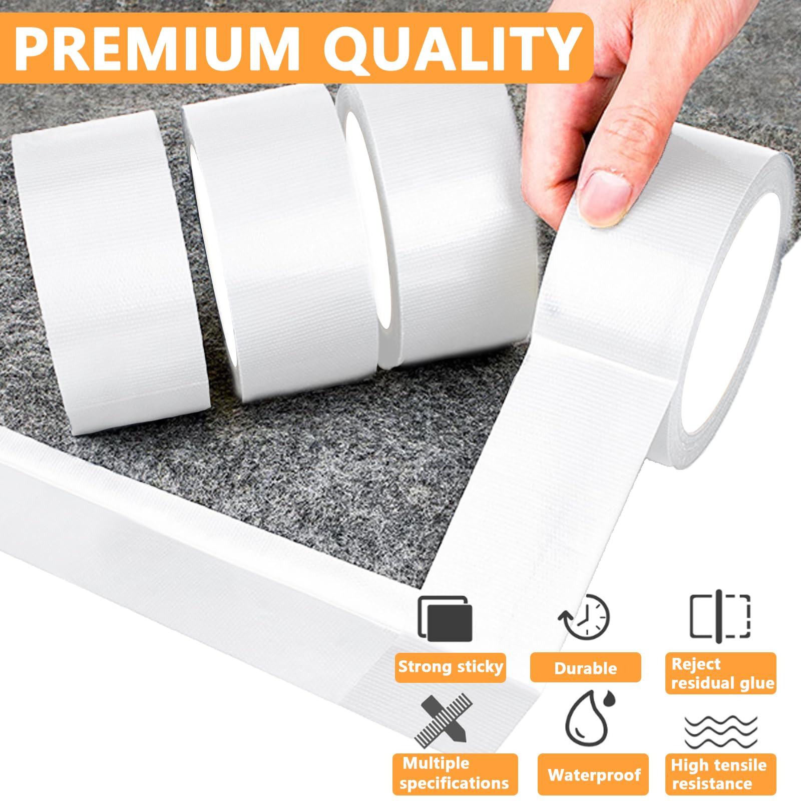 MAHIONG 6 Rolls White Duct Tape, 48mm X 30m Gaffer Tape, Adhesive Cloth