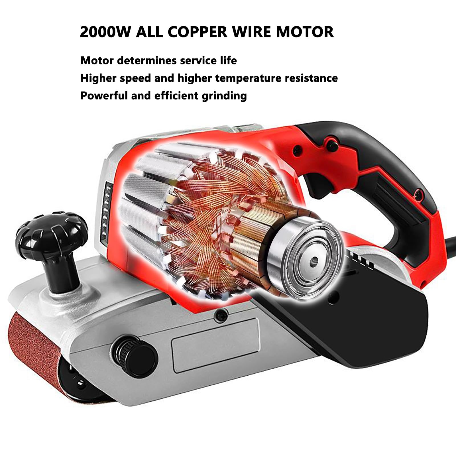 Lijadora de banda, Herramienta lijadora eléctrica 500 RPM con 50 bandas y bolsa de polvo,Lijadora eléctrica ideal for trabajar la madera,adecuada for trabajos lijado,pulido y eliminación de virutas