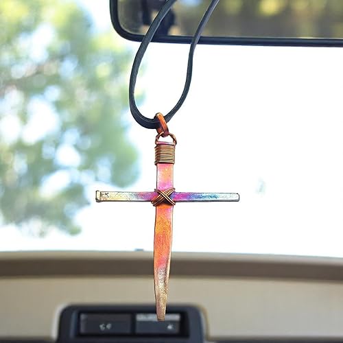Miniatura 6 de Rustic Copper Nail Cross Necklace – Handmade Three Nail Pendant on 24” Genuine Leather Cord – Unisex Christian Jewelry – Faith & Religious Gifts for