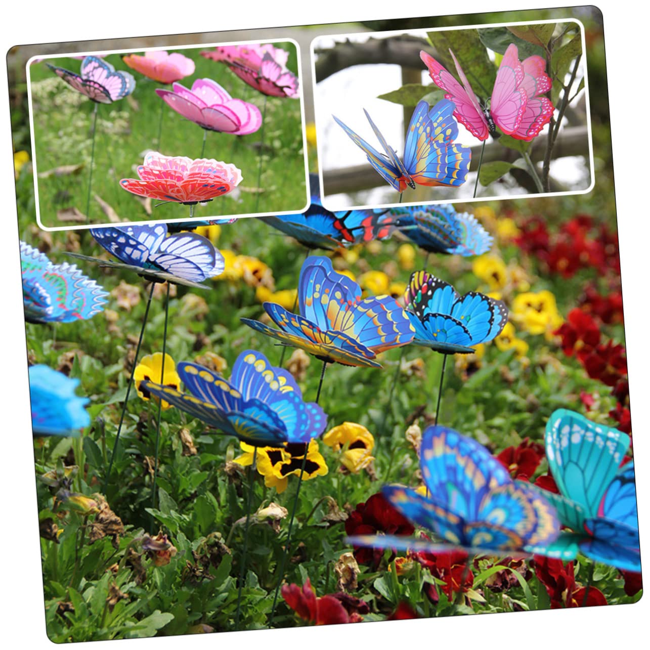 Toddmomy 4 Sätze Dekorative Schmetterlinge Gartenstecker Realistische Deko Für Blumenbeete Pflanzentöpfe Und Gartenarrangements Blau 20 Stück * 4