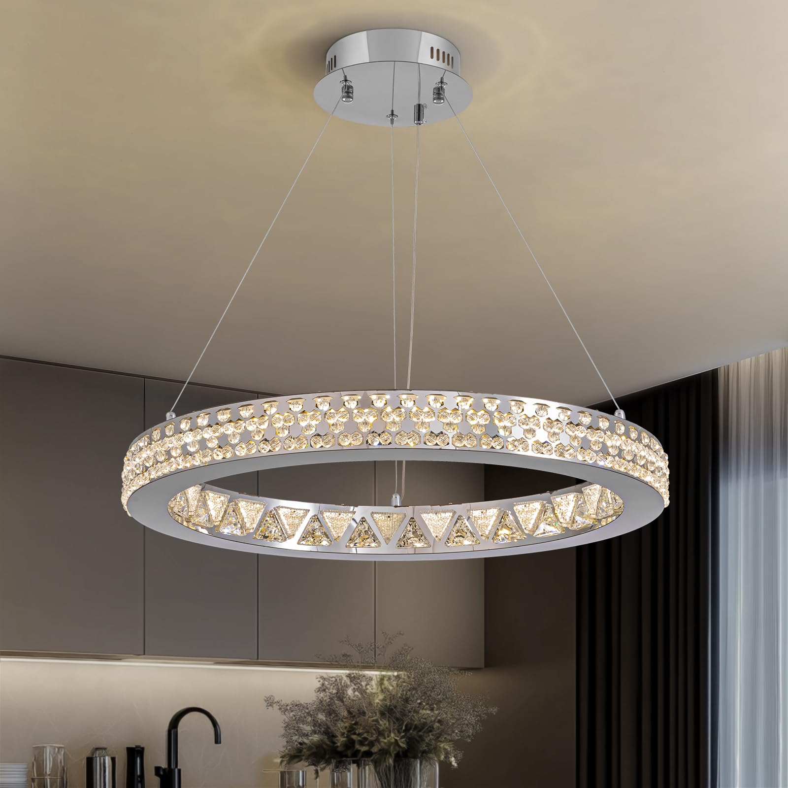 Snapklik.com : Moooni 24" Crystal Chandelier,Round Modern Chandeliers