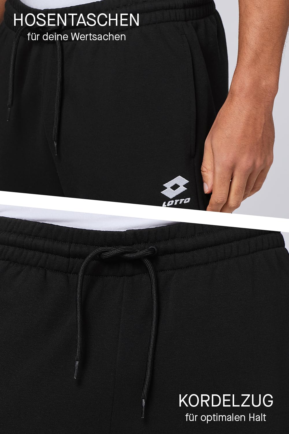Lotto Jogginghose Herren 3 Farben S-5XL I Baumwollmix I Seitentaschen | Trainingshose lang mit elastischem Bund I Sporthose mit Seitentaschen I Sweatpants für Sport und Freizeit