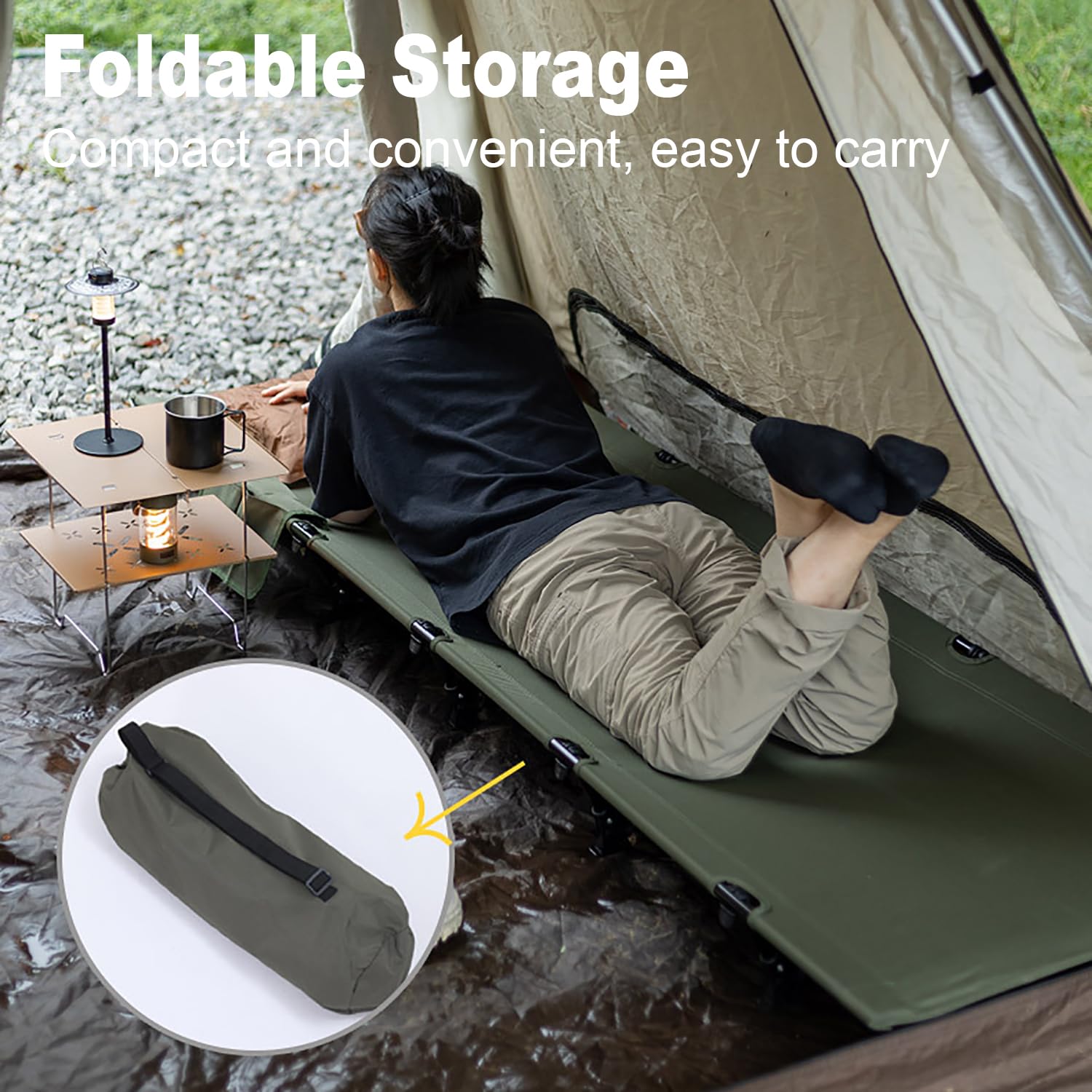 Cama Camping Plegable，Cama Plegable Ultraligera de Aluminio, 192 × 65 × 16 CM, Capacidad de Carga de hasta 150 kg, Apta para Viajes al Aire Libre,Compacta, Portátil, Fácil de Construir