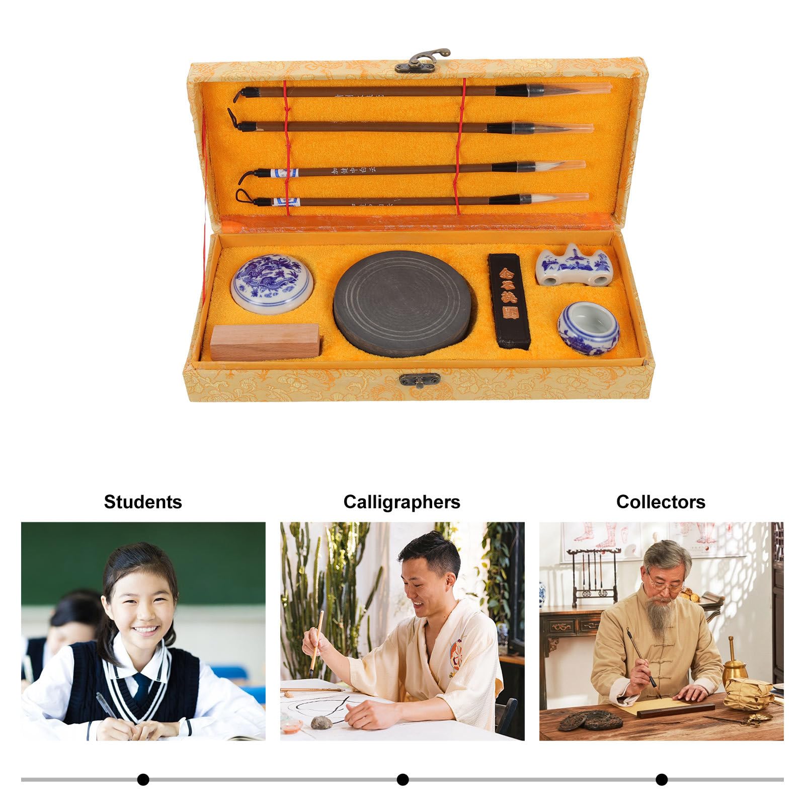 Kalligraphie mit Professionellem Schreibpinsel Robustem Tuschestein und Zeichenpapier Traditionelles Chinesisches Schreibwerkzeug für Künstler Schüler und Anfänger zum Üben und