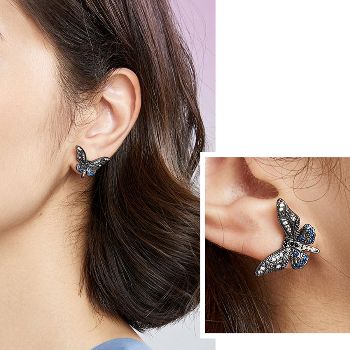Butterfly Stud Earrings Zircon Butterfly Earrings for Women Birthday and Holiday Gifts for Wife Girlfriend Mother