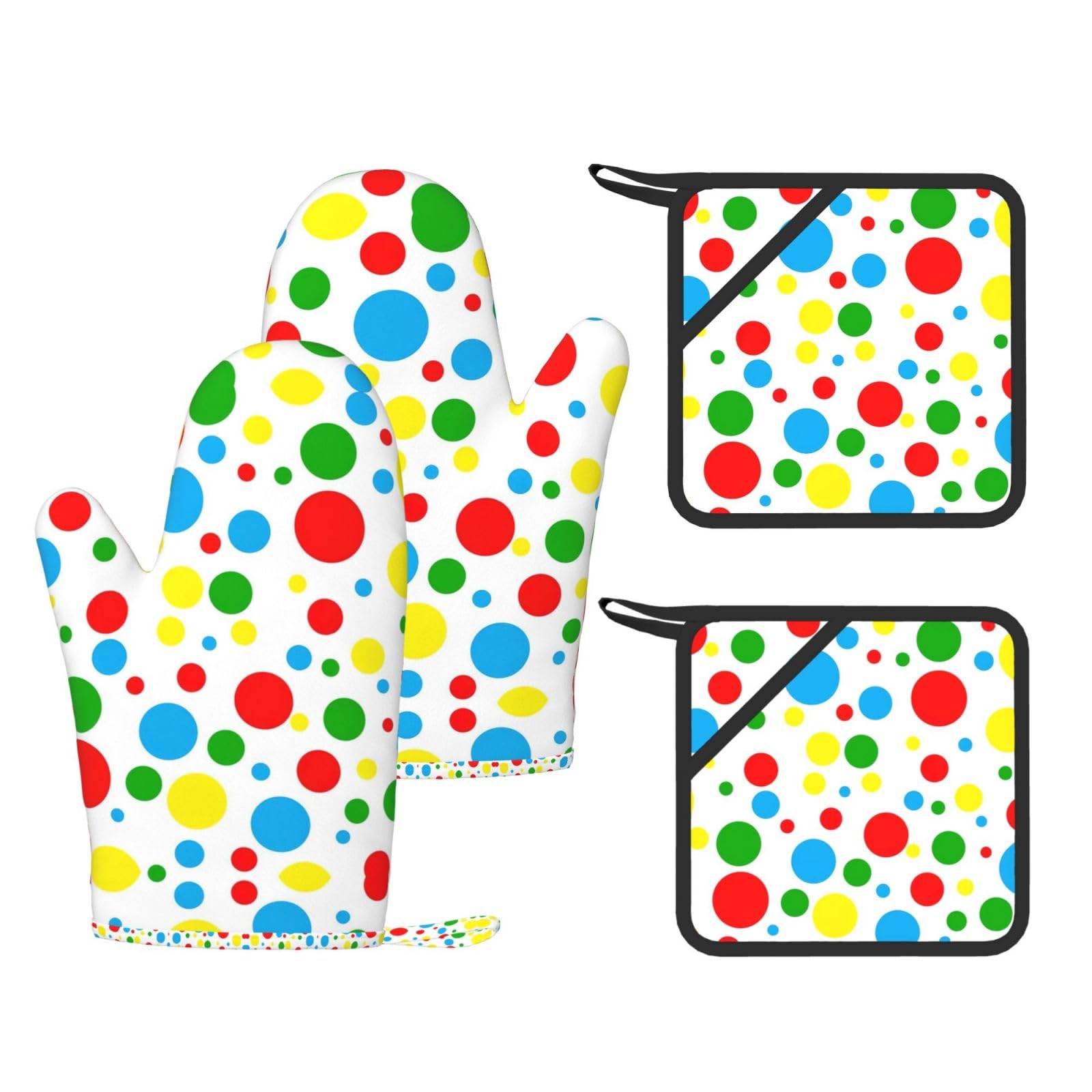 Maniques et gants de cuisine imprimés à pois colorés en silicone pour four