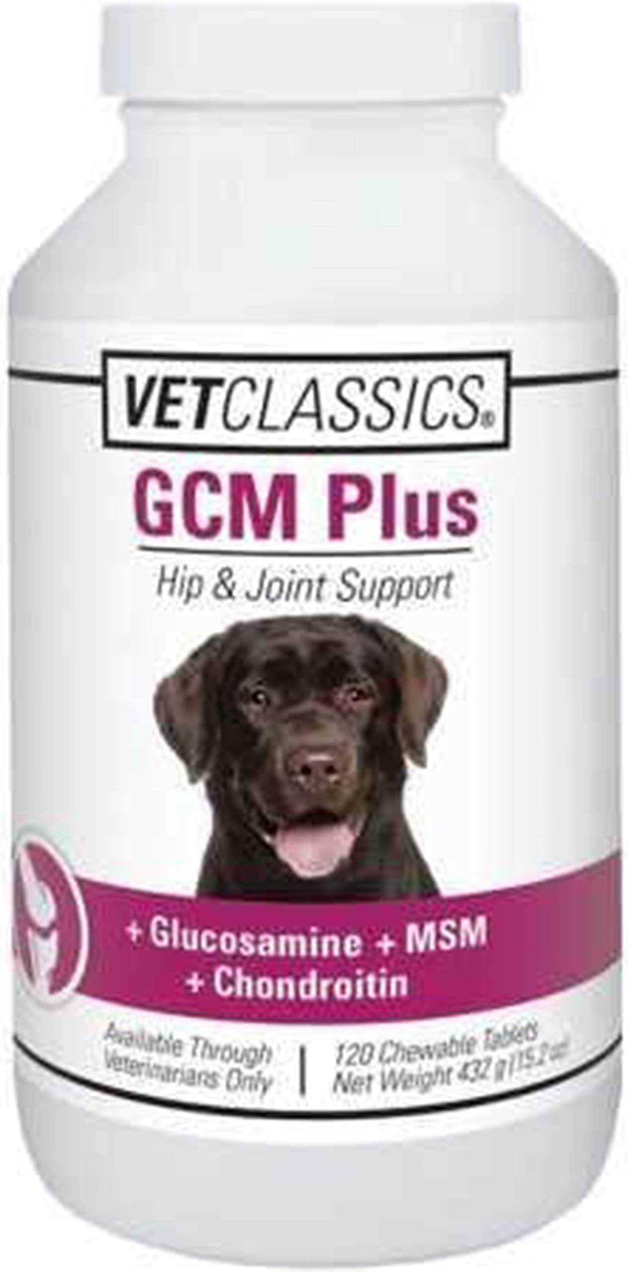 GCM Plus Hip & Joint Support Dog Supplement – Includes MSM, Chondroitin, Glucosamine – Supports Healthy Joints, Flexible Hips in Dogs – Chewable Tablets 120 Ct.