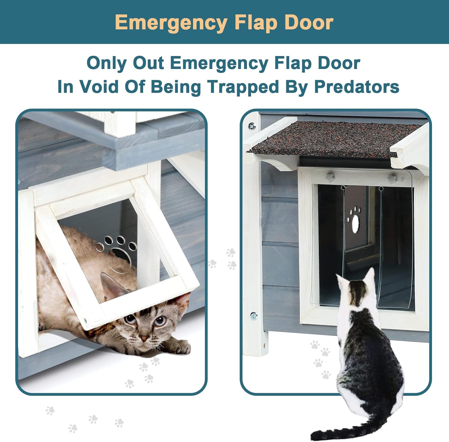Petsfit Outdoor Cat House Cat Shelter Cat Condo Weatherproof for Feral Cats with Scratching Pad Windproof Door Flap Waterproof : Pet Supplies