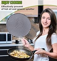 Vista 4 de Protector de silicona contra salpicaduras de grasa para sartén, protector contra salpicaduras multiusos para sartén, mango de buen agarre