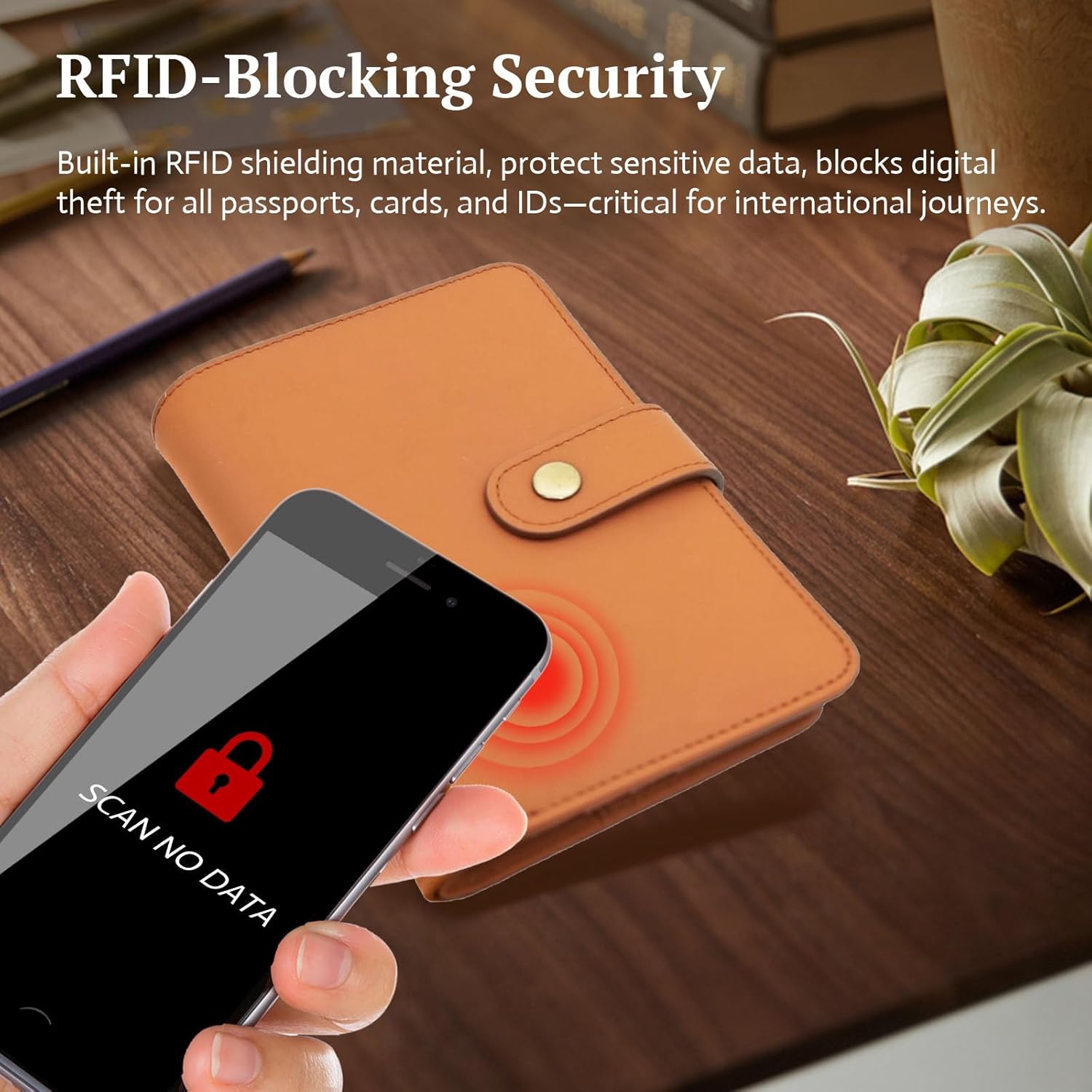 Genuine Leather Passport Wallet, RFID Blocking Passport Holder with Tracker Slot, All in One Travel Wallet for Women/Men, Secure Passport Cover Case for Airport Essentials (Brown) - Image 4