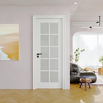 30x80 Interior Door Slab,10-Lite Frosted Glass Doors,Pantry Door,Room Doors