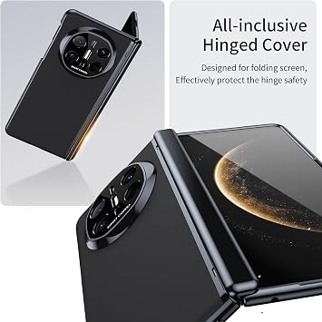 AG Brushed Folding Case Case Screen Protector for Huawei Mate X6 Tempered Glass + AG Mat Vacuum Plated Shell Protective Cover Anti-Fingerprint Black
