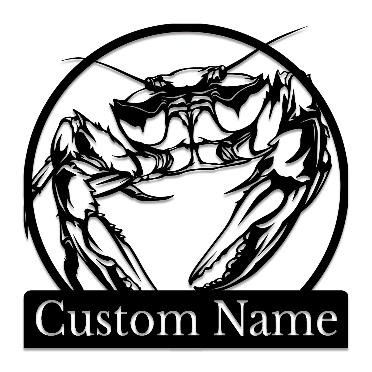 Personalized Crab Metal Wall Art - Custom Coastal Name Sign for Beach Houses & Restaurants - Nautical Crab Decor & Seafood Lover Gift (Style-1)