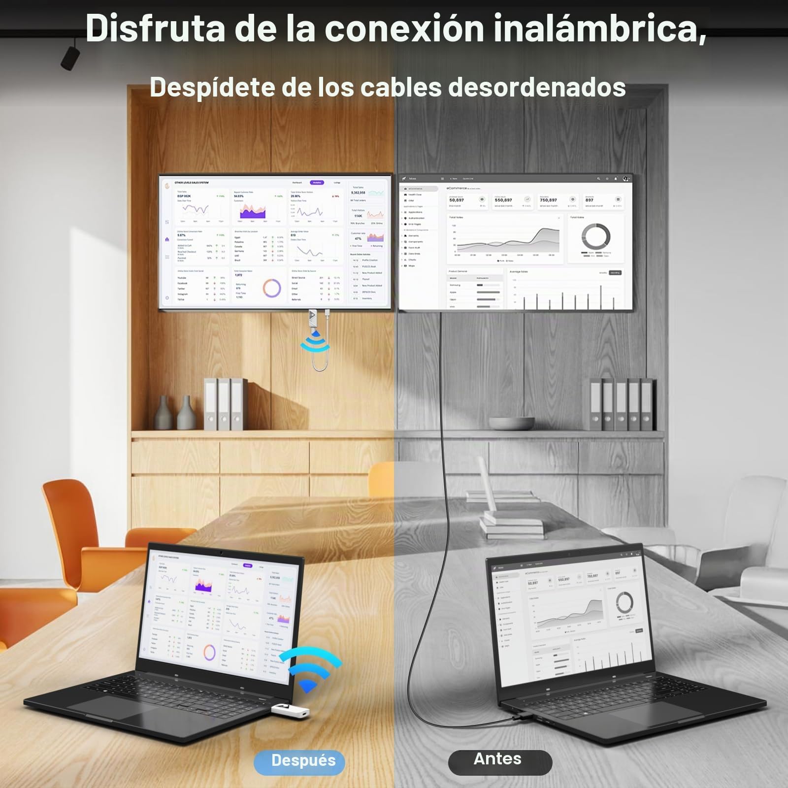 HDMI inalámbrico, transmisor y Receptor HDMI inalámbrico, Full HD 1080p para transmisión de Audio y vídeo para computadora portátil, PC a HDTV, proyector...