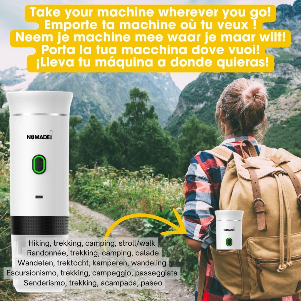 Macchina per espresso portatile, tipo 3 in 1: caffè macinato o compatibile con le capsule petite e compatibile grande capssule, 750 g, metallo (bianco)