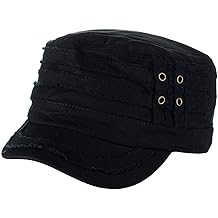 Unisex Cotton Distressed Layered Frayed Cadet Military Cap
