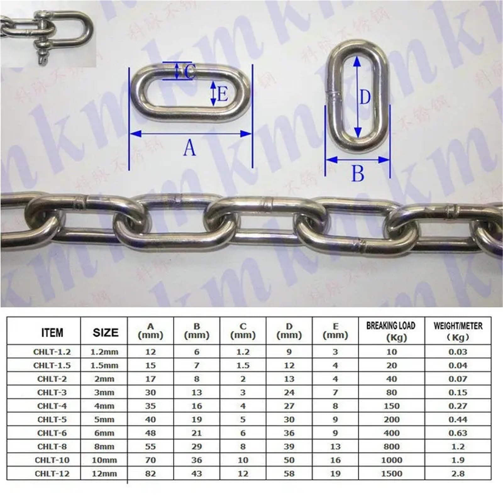 Catena Acciaio Inox Catena a maglie di sollevamento lunga e corta in acciaio inossidabile 304 senza saldatura con diametro 2-20 mm for guinzaglio for cani o linea stoffa(4MM Diameter)