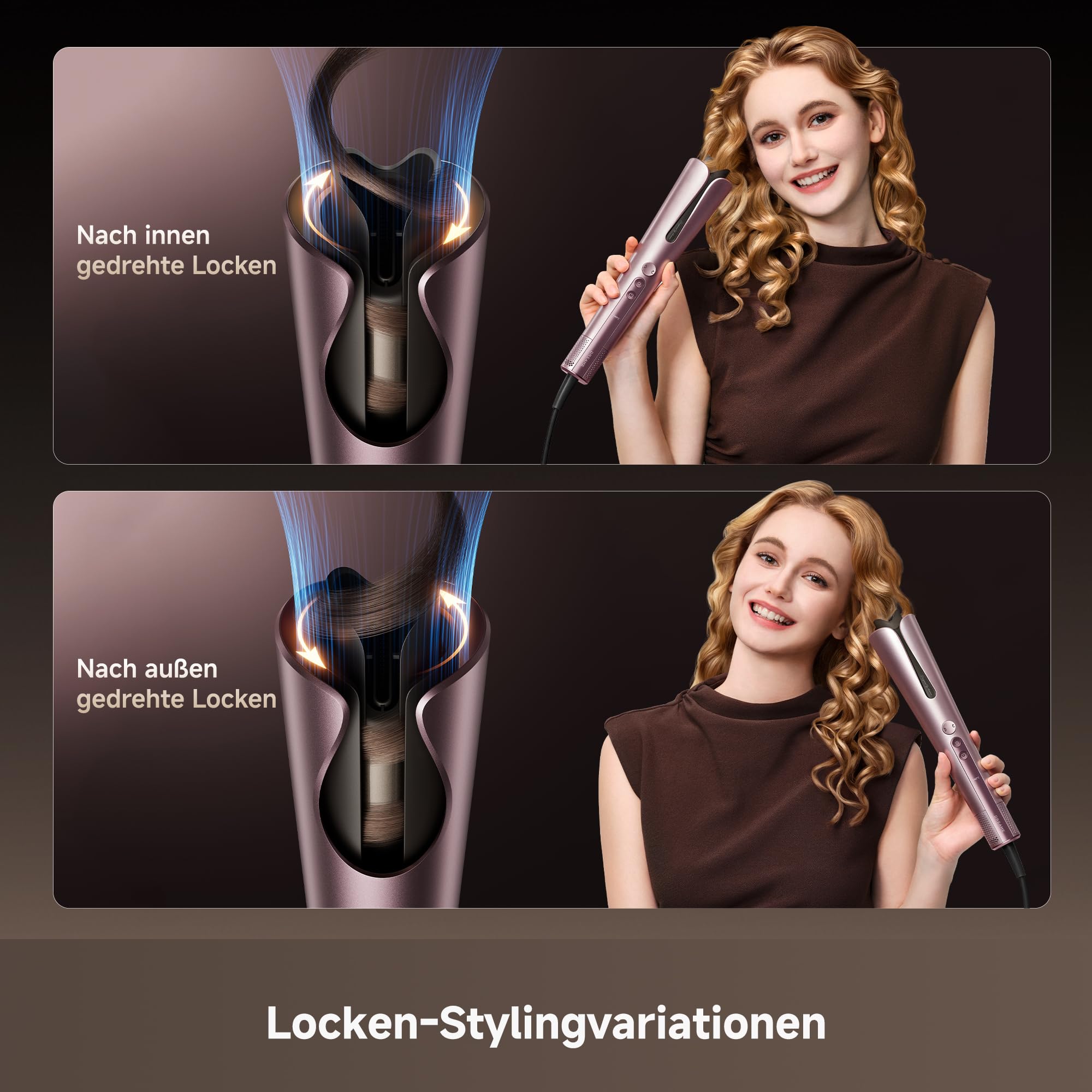 DREAME Air-Auto Lockenstab One-Touch Auto-Stylingfunktion, MCH-Heizsystem | 360° bidirektionales Lockenstyling, LED-Anzeige, NTC-Temperatursteuerung, 3 Heizmodi, Verhedderungsschutz, 2,8 m Kabel