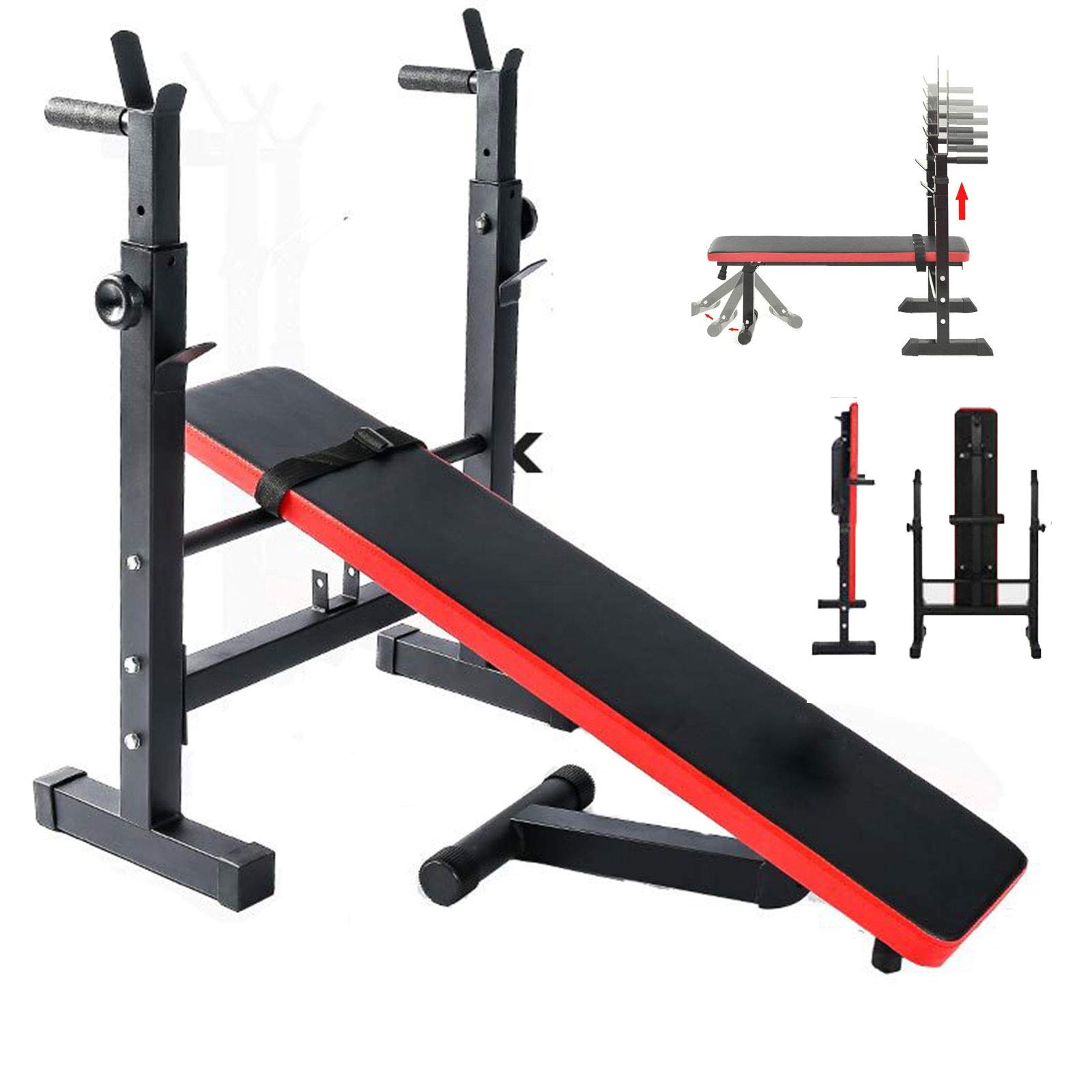 Buy EEUK Adjustable Weight Bench with Squat Rack, Squat Stand Dipping