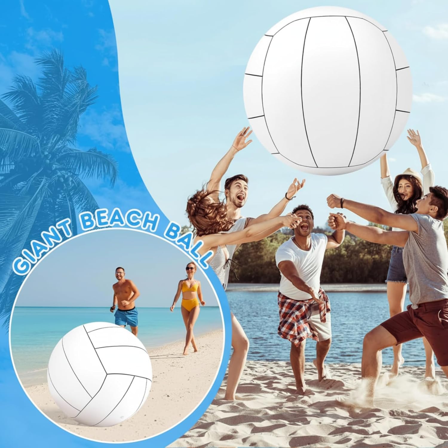 Libima 2 Pcs 27 Inch Giant Inflatable Volleyball Large Sports Ball Beach Summer Swimming Pool Accessories for Outdoor Party Activity Themed