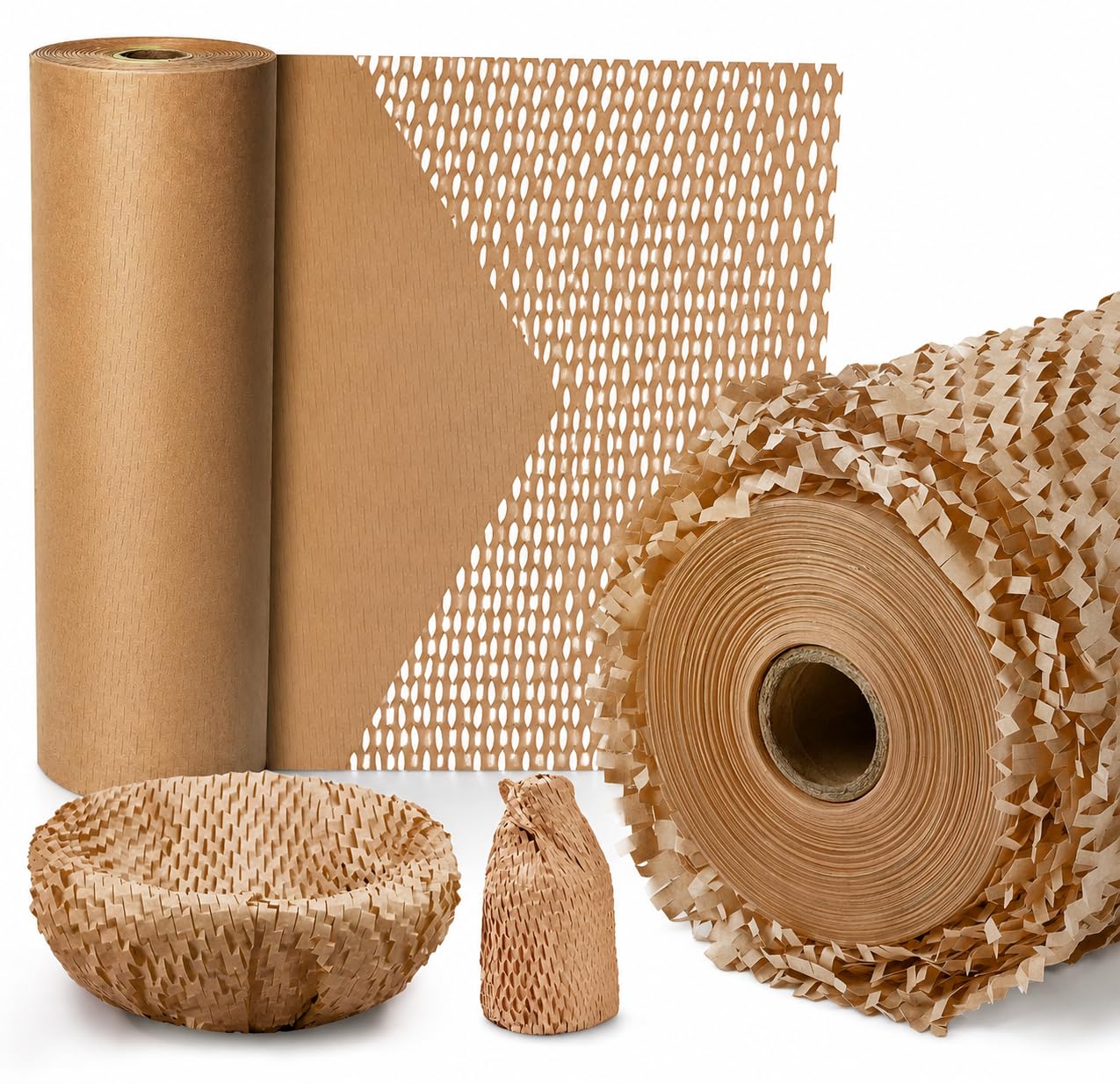 Honeycomb Packing Paper Roll ─ 500mm x 50m ─ Alternative to Bubble Wrap for Moving House, Packing Peanuts, Shipping Breakables, Packaging Paper Roll (Brown, 50m)