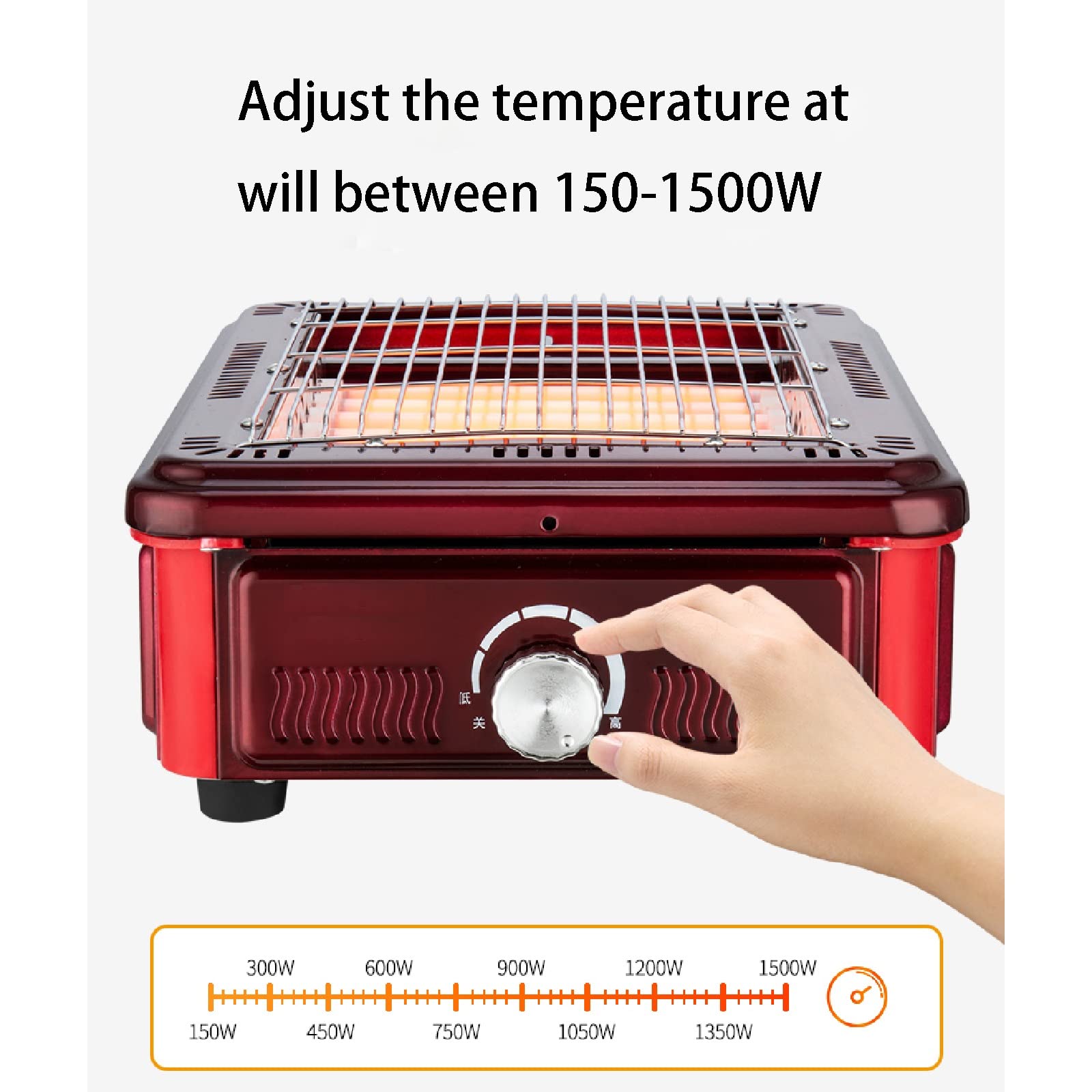 STRMAX Ogrzewanie elektryczne, termowentylator, grzałka do grilla, można dowolnie ustawić pomiędzy 1000/1500 W, 2 rozmiary, 3 kolory (kolor: złoty, wymiary: 13 x 28 x 36 cm)