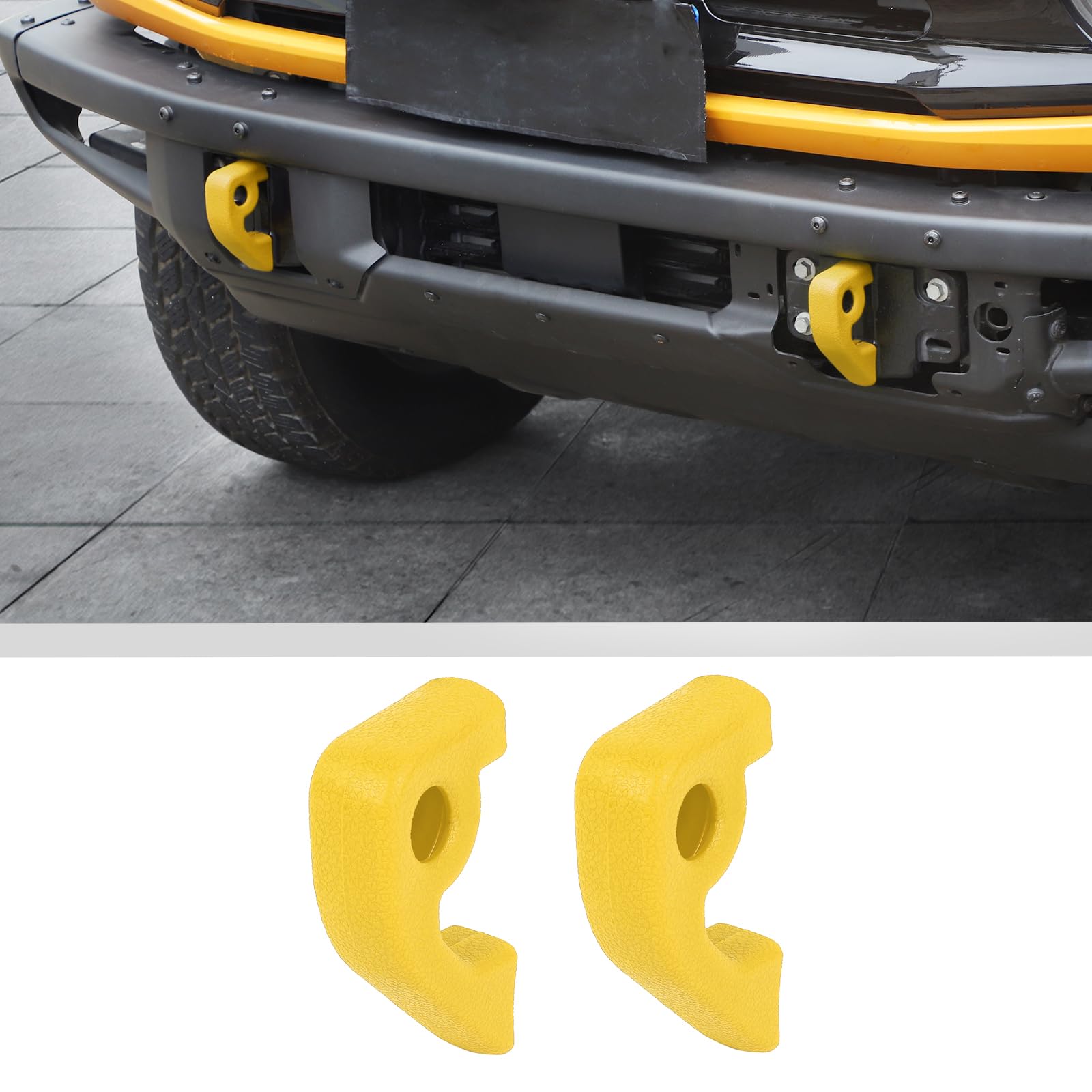 JWWY Front Bumper Tow Hook Covers Tow Trailer Hitch Receiver Cover Towing Hitch Rubber Sleeve Protector Cover Trim Fit for 2021-2025+ Ford Bronco