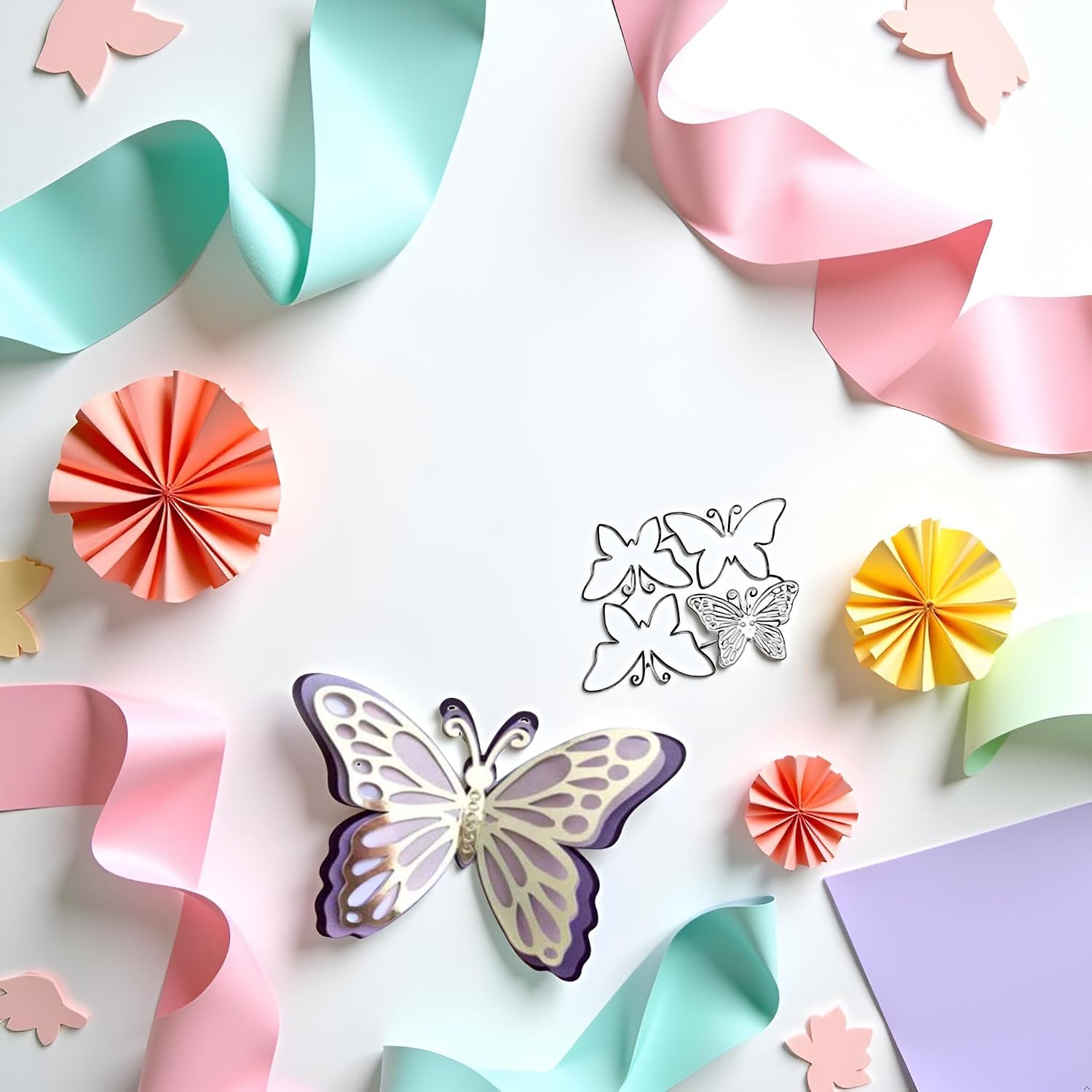 4 Butterfly Die Cuts for Card Making, Strip Frame Cutting Dies for Card Making3D Layered Wedding Invitation Cutting Dies Cut Stencils DIY Scrapbooking Decorative Embossing Paper Making Templated